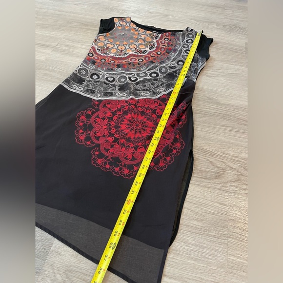 DESIGUAL Cute Black & Red Mandala Print Designer Dress. - Picture 8 of 11